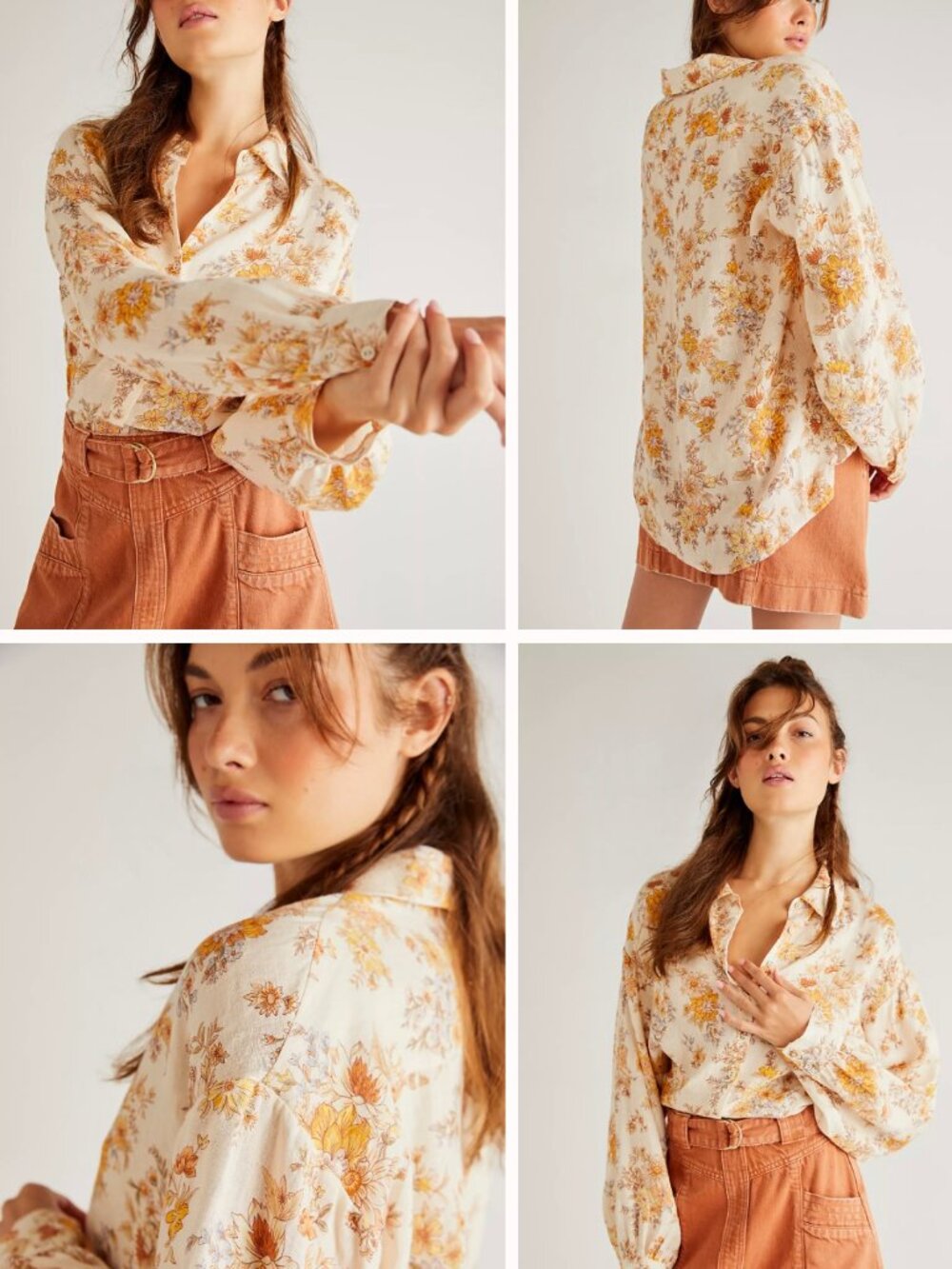Free People X Spell Meadowland Linen Blouse Buttondown Top | Cream | XS | NWT